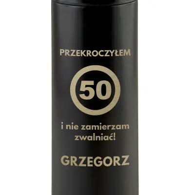 personalizowany termos z wyświetlaczem led na 50 urodziny znak drogowy